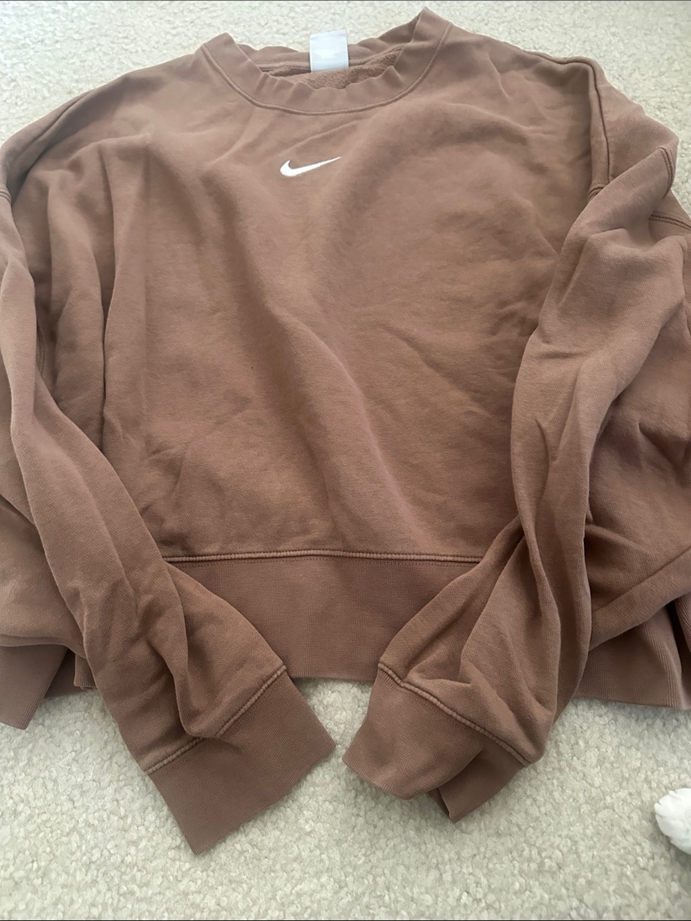 Nike Women's Chest Swoosh Sweatshirt in Warm Brown